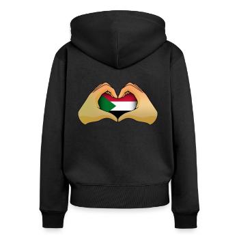 Soudan - Sweat à capuche zippé Premium bio Femme - noir - Dos - Julia (174cm)