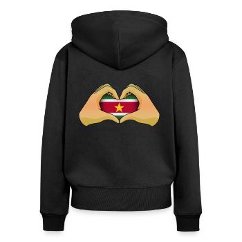 Suriname - Sweat à capuche zippé Premium bio Femme - noir - Dos - Julia (174cm)