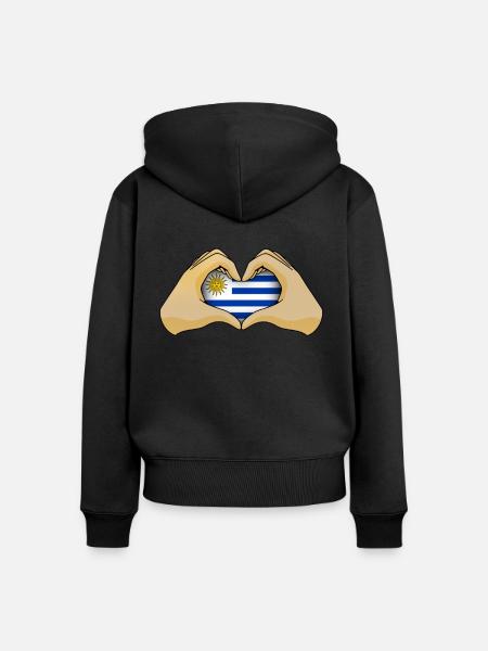 Uruguay - Frauen Premium Bio Zip Hoodie - Schwarz
