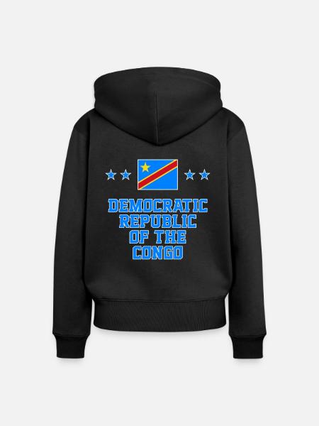 Demokratische Republik Kongo - Frauen Premium Bio Zip Hoodie - Schwarz