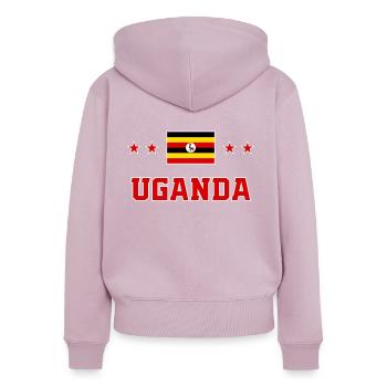 Uganda - Women's Premium Organic Zip Hoodie - dusky pink - Back - Julia (174cm)