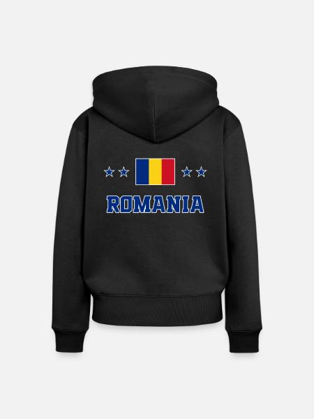 Rumänien - Frauen Premium Bio Zip Hoodie - Schwarz