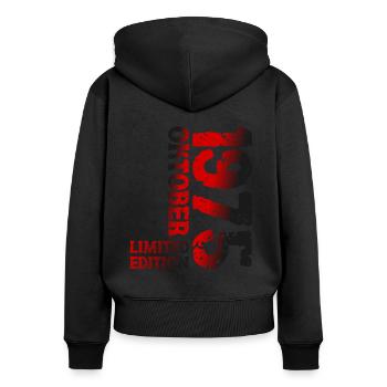 1975 Oktober Limited Edition 48. Geburtstag Deko - Frauen Premium Bio Zip Hoodie - Schwarz - Hinten - Julia (174cm)