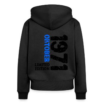 1971 Oktober Limited Edition 52. Geburtstag Deko - Frauen Premium Bio Zip Hoodie - Schwarz - Hinten - Julia (174cm)