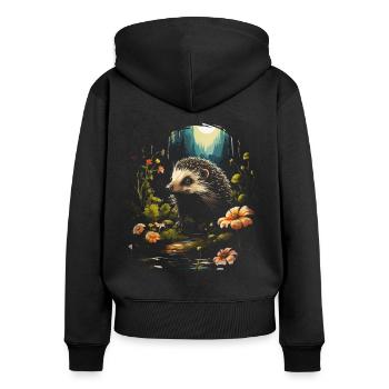 Drôle, Mignon, Animaux sauvages - Sweat à capuche zippé Premium bio Femme - noir - Dos - Julia (174cm)