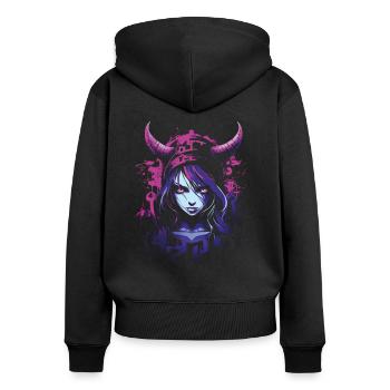 Anime Goth Girl Esthétiquement Pastel Sombre Edgy Homme - Sweat à capuche zippé Premium bio Femme - noir - Dos - Julia (174cm)