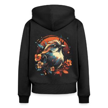 Sparrow, Majestic, Animal, Tropical - Women's Premium Organic Zip Hoodie - black - Back - Julia (174cm)