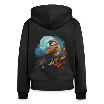 Majestic Bird Illustration Bird Lover - Women's Premium Organic Zip Hoodie - black - Back - Julia (174cm)