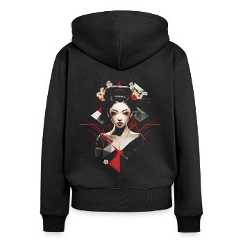 Japanisch Kimono Schön Japan - Frauen Premium Bio Zip Hoodie - Schwarz - Hinten - Julia (174cm)