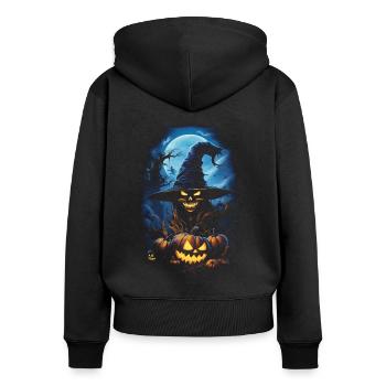 Halloween Creepy Artwork Horreur - Sweat à capuche zippé Premium bio Femme - noir - Dos - Julia (174cm)