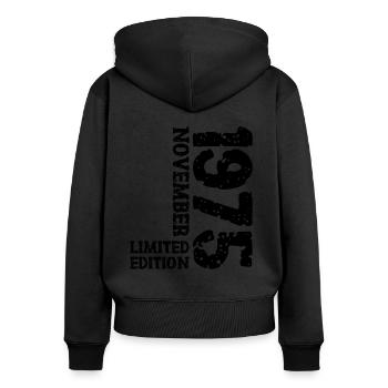1975 November Limited Edition 48. Geburtstag Deko - Frauen Premium Bio Zip Hoodie - Schwarz - Hinten - Julia (174cm)