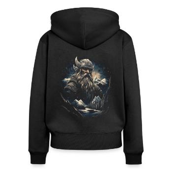 Wikinger Langschiff Skandinavien Erforschung - Frauen Premium Bio Zip Hoodie - Schwarz - Hinten - Julia (174cm)