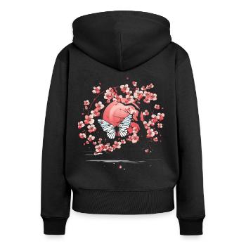Japan Sakura Cherry Blossom Tree - Women's Premium Organic Zip Hoodie - black - Back - Julia (174cm)