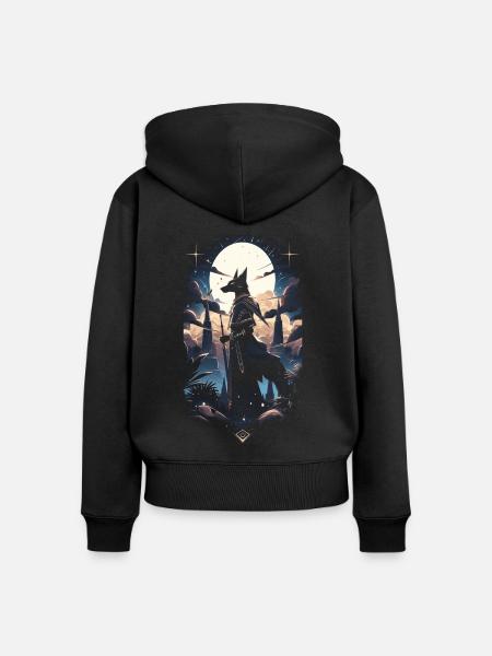 Anubis Gott Gaming Ägypter - Frauen Premium Bio Zip Hoodie - Schwarz