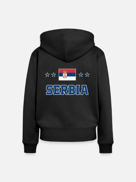 Serbien - Frauen Premium Bio Zip Hoodie - Schwarz