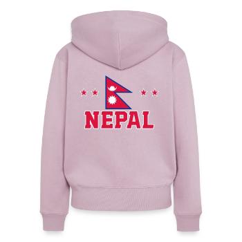 Nepal - Frauen Premium Bio Zip Hoodie - Altrosa - Hinten - Julia (174cm)