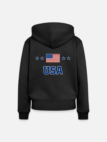 USA - Frauen Premium Bio Zip Hoodie - Schwarz