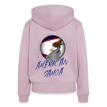 American Samoa - Women's Premium Organic Zip Hoodie - dusky pink - Back - Julia (174cm)