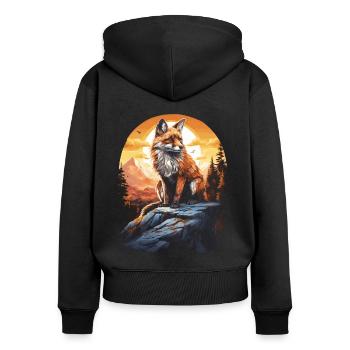 Fuchs Natur Füchse Wandern Wildnis - Frauen Premium Bio Zip Hoodie - Schwarz - Hinten - Julia (174cm)