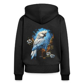 Majestätisch Vogel Tropisch Papagei Federn - Frauen Premium Bio Zip Hoodie - Schwarz - Hinten - Julia (174cm)