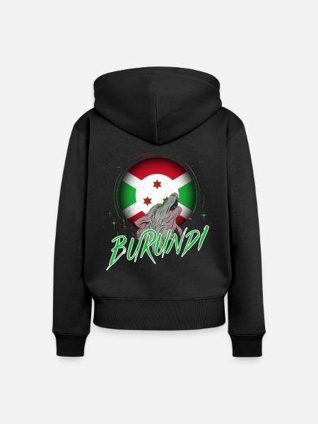 Burundi - Frauen Premium Bio Zip Hoodie - Schwarz