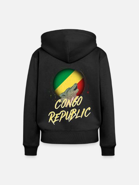 Kongo Republik - Frauen Premium Bio Zip Hoodie - Schwarz