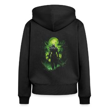 Fantasy Chevalier Château Magie Conte de Fées Mythique Gothique - Sweat à capuche zippé Premium bio Femme - noir - Dos - Julia (174cm)
