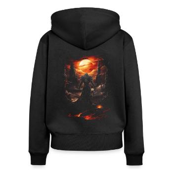 Fantasy Chevalier Château Magie Conte de Fées Mythique Gothique - Sweat à capuche zippé Premium bio Femme - noir - Dos - Julia (174cm)