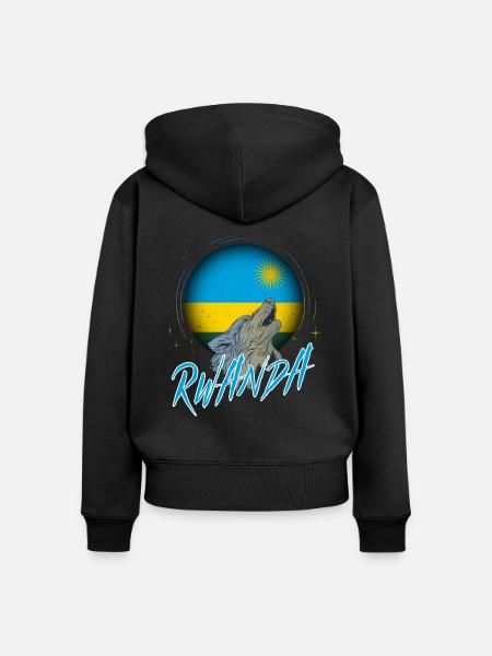 Ruanda - Frauen Premium Bio Zip Hoodie - Schwarz
