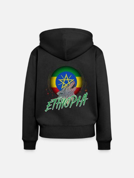 Äthiopien - Frauen Premium Bio Zip Hoodie - Schwarz