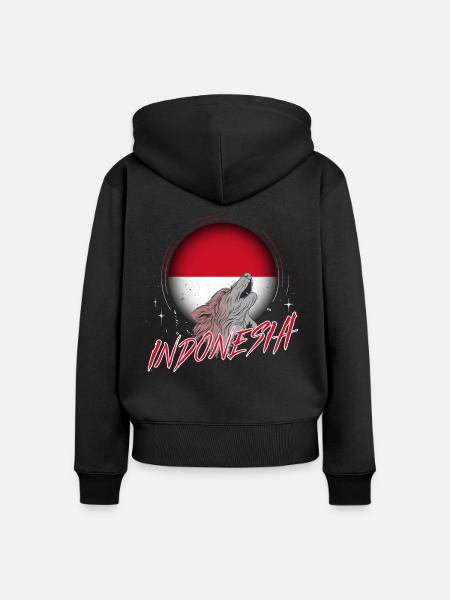 Indonesien - Frauen Premium Bio Zip Hoodie - Schwarz