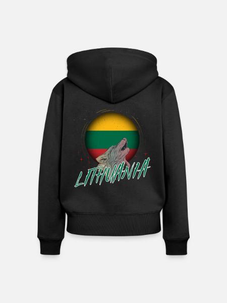 Litauen - Frauen Premium Bio Zip Hoodie - Schwarz