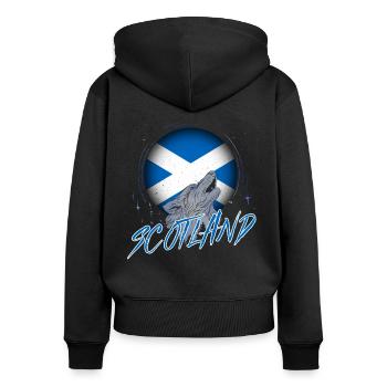 Schottland - Frauen Premium Bio Zip Hoodie - Schwarz - Hinten - Julia (174cm)