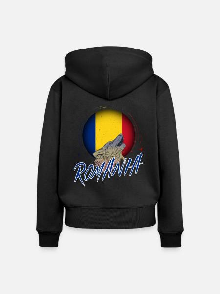 Rumänien - Frauen Premium Bio Zip Hoodie - Schwarz