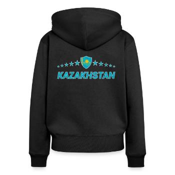 Kasachstan - Frauen Premium Bio Zip Hoodie - Schwarz - Hinten - Julia (174cm)