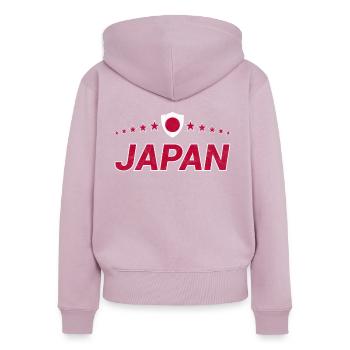 Japon - Sweat à capuche zippé Premium bio Femme - rose poudré - Dos - Julia (174cm)