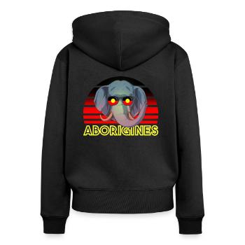 Aborigines - Frauen Premium Bio Zip Hoodie - Schwarz - Hinten - Julia (174cm)