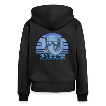 Grèce - Sweat à capuche zippé Premium bio Femme - noir - Dos - Julia (174cm)
