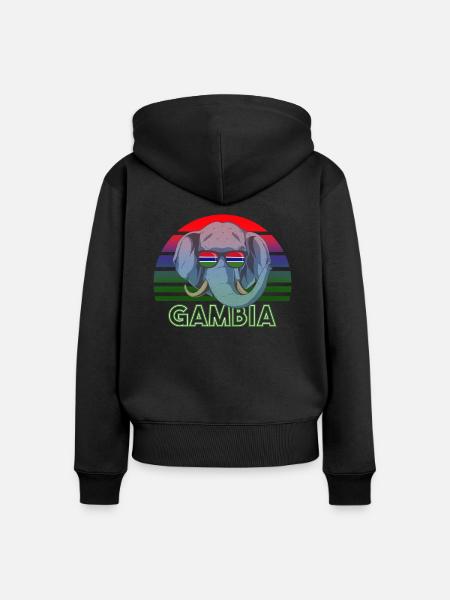 Gambia - Frauen Premium Bio Zip Hoodie - Schwarz