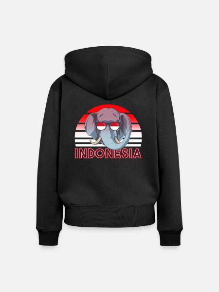 Indonesien - Frauen Premium Bio Zip Hoodie - Schwarz