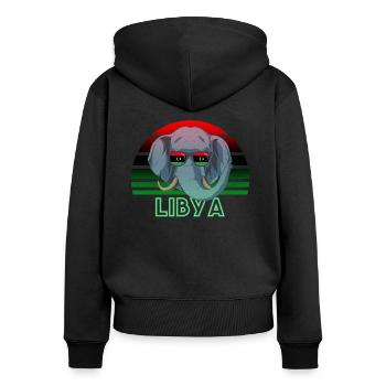Libyen - Frauen Premium Bio Zip Hoodie - Schwarz - Hinten - Julia (174cm)