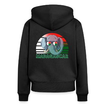 Madagaskar - Frauen Premium Bio Zip Hoodie - Schwarz - Hinten - Julia (174cm)