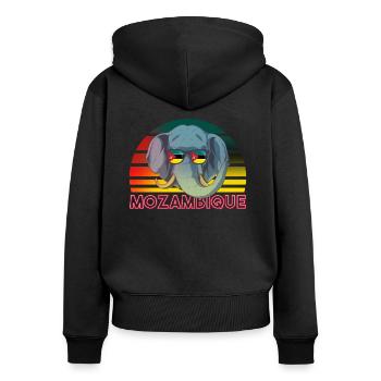 Mozambique - Sweat à capuche zippé Premium bio Femme - noir - Dos - Julia (174cm)