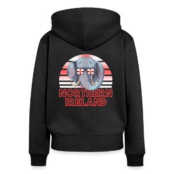 Irlande du Nord - Sweat à capuche zippé Premium bio Femme - noir - Dos - Julia (174cm)