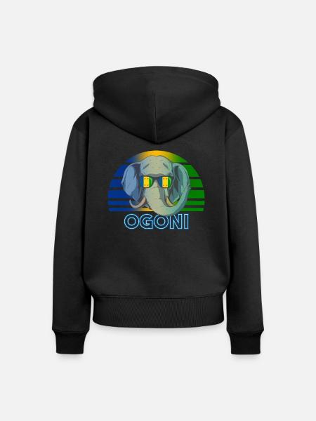 Ogoni - Frauen Premium Bio Zip Hoodie - Schwarz