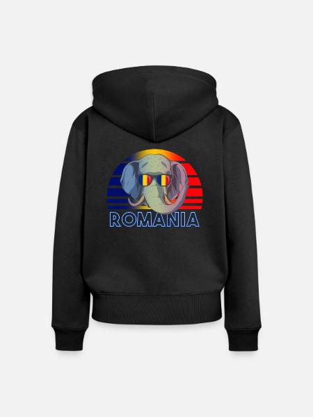 Rumänien - Frauen Premium Bio Zip Hoodie - Schwarz