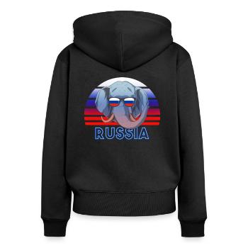 Russland - Frauen Premium Bio Zip Hoodie - Schwarz - Hinten - Julia (174cm)