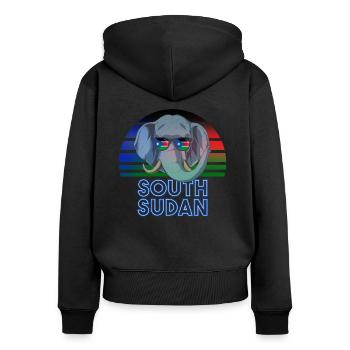 Sud Soudan - Sweat à capuche zippé Premium bio Femme - noir - Dos - Julia (174cm)