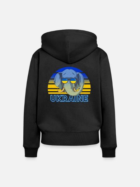 Ukraine - Frauen Premium Bio Zip Hoodie - Schwarz
