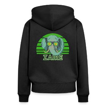 Zaire - Frauen Premium Bio Zip Hoodie - Schwarz - Hinten - Julia (174cm)